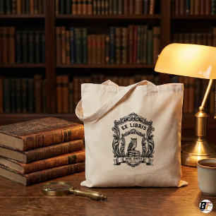Bolsa Tote Personalizado Vintage Ex Libris Coruja Dark Academ