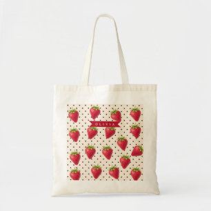 Bolsa Tote Personalizado Vintage Pontos de Morango Retro