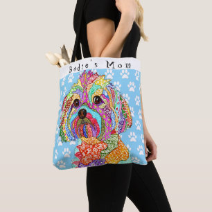 Bolsa Tote Personalizado Yorkipoo bonito e colorido