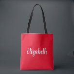 Bolsa Tote Personalizar Adicionar Seu Nome Ou Texto Modelo Ve<br><div class="desc">Substitua O Texto Do Nome Do Seu Script Aqui,  A Elegante Típografia Design Minimalista Mínima De,  Modelo Vermelha,  Comprando A Banheira Do Ombro.</div>