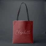 Bolsa Tote Personalizar Adicionar Seu Próprio Nome Tipografia<br><div class="desc">Substitua O Texto Do Nome Do Script Aqui,  O Elegante Mínimo Design Modelo Vermelho Escuro,   Vermelho Escuro,  Comprando O Saco De Tota Do Ombro.</div>
