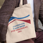 Bolsa Tote Personalizar adicione seu próprio candidato ao pre<br><div class="desc">Personalize sua própria campanha política em seu saco,  adicionando seu próprio nome ou outro político sob esta bandeira artística americana em vermelho,  branco e azul. Adicione um nome personalizado para presidente em 2024.</div>