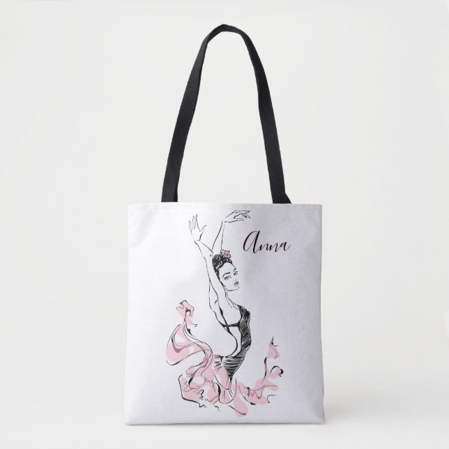 Bolsa Tote Personalizar Ballerina - Desenho Rosa Azul (Frente)