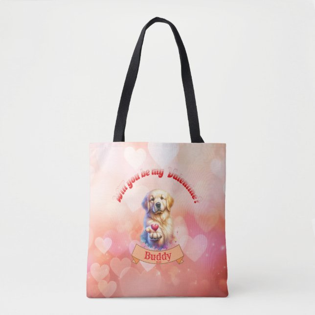 Bolsa Tote Personalizar com Dia de os namorados de nome e dat (Frente)