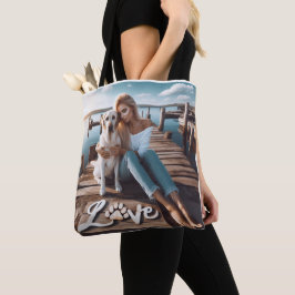 Bolsa Tote Personalizar LOVE Pw Imprimir Cachorro Pet Pet Fot