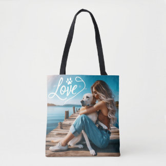 Bolsa Tote Personalizar LOVE Pw Imprimir Cachorro Pet Pet Fot