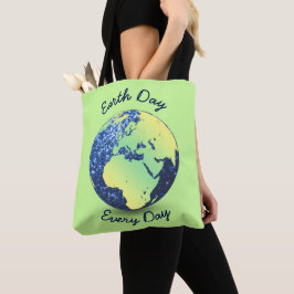 Bolsa Tote Personalizar o mundo azul do Dia da Terra brilha