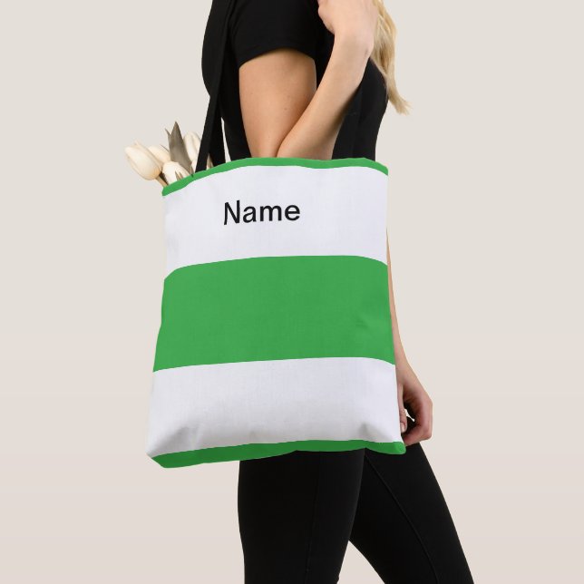 Bolsa Tote Personalizar Verde Lima Clássico + Listras Brancas (Close Up)
