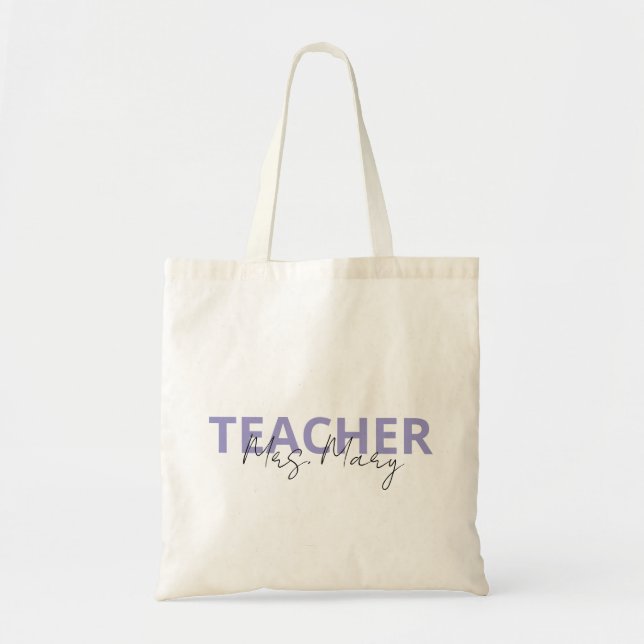 Bolsa Tote Personalization Teacher Name, Teacher Appreciation (Frente)