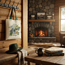 Bolsa tote personalizável com cena de floresta em 