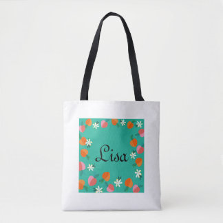 Bolsa Tote Personalize a barra de Design de folhas verde e de