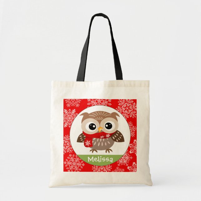 Bolsa Tote Personalize a coruja do bebê na sacola dos flocos (Frente)