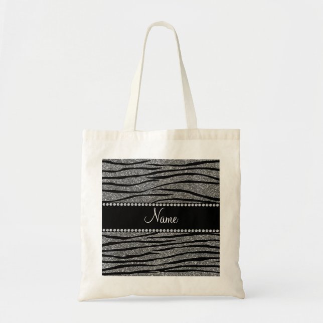 Bolsa Tote Personalize a luz conhecida - listras cinzentas da (Frente)