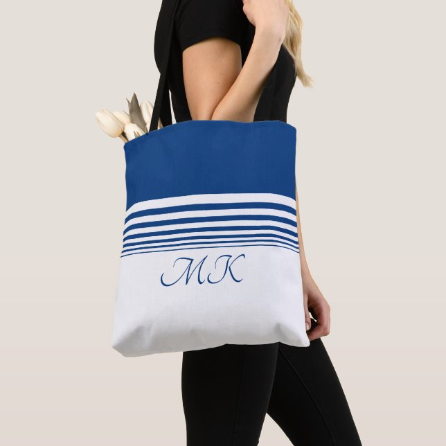 Bolsa Tote Personalize Azul e Branco (Close Up)