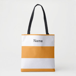Bolsa Tote Personalize Clássico Laranja + Listras Brancas