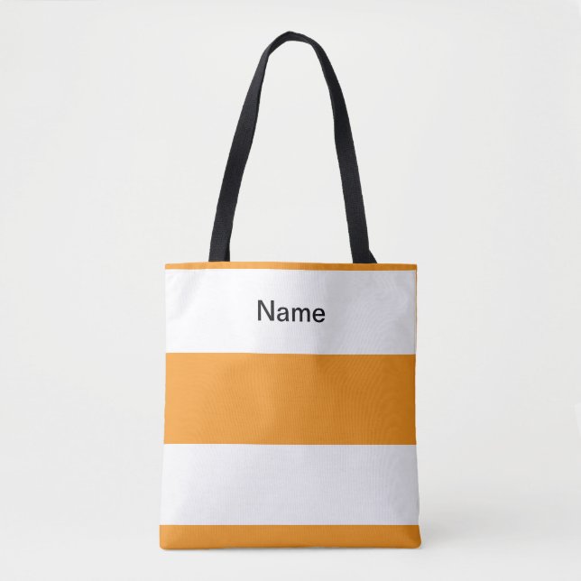 Bolsa Tote Personalize Clássico Laranja + Listras Brancas (Frente)