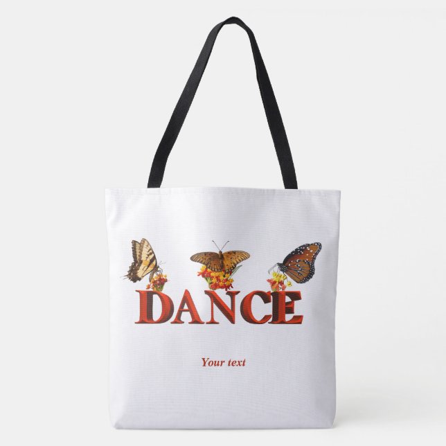 Bolsa Tote Personalize Dance sign with butterflies  (Frente)