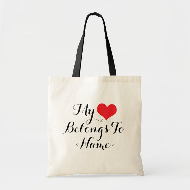 Bolsa Tote Personalize Meu Coração Pertence A <Name> (Frente)