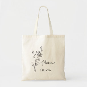 Bolsa Tote Personalize Minimalista Mãe de Flores Silvestres