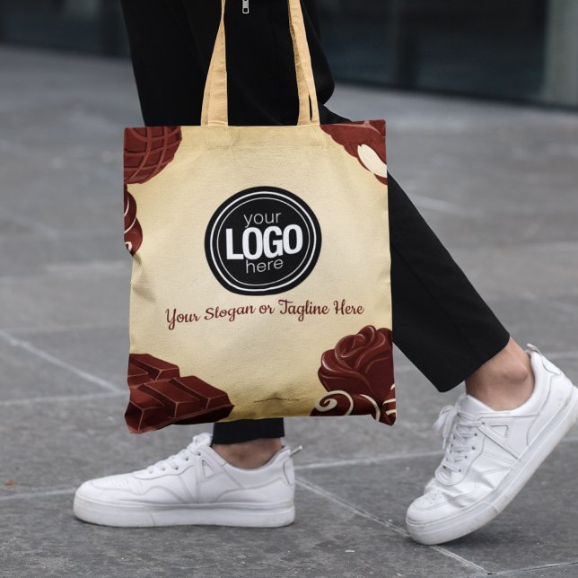 Bolsa Tote Personalize o moderno Chocolate Business (Criador carregado)