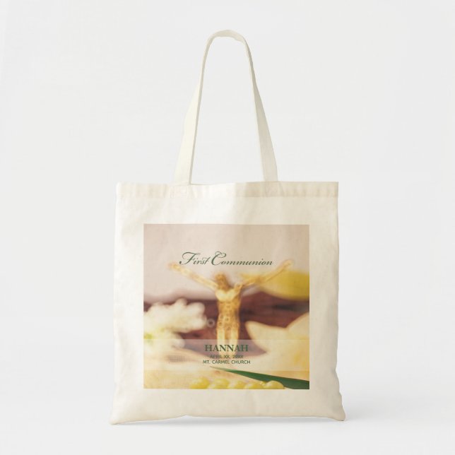 Bolsa Tote Personalize, Parabéns pela Primeira Comunhão (Frente)