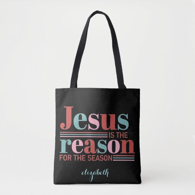 Bolsa Tote Personalized Abstract Blue & Teal Lines White Dots (Frente)