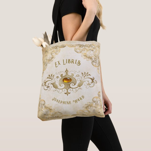Bolsa Tote Personalized Antique Book Inspired Polyester (Close Up)