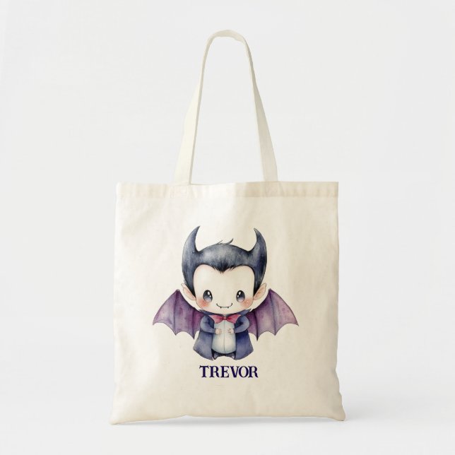 Bolsa Tote Personalized Baby Vampire Trick or Treat Bag  (Frente)