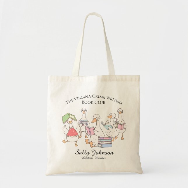 Bolsa Tote Personalized Book Club Tote Bag with Cute Geese (Frente)