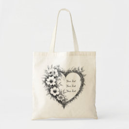 Bolsa Tote Personalized Botanical Heart Sketch Tote