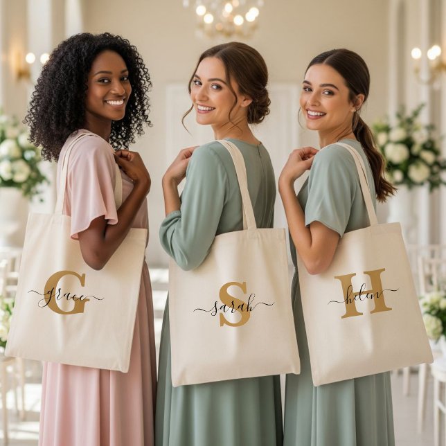 Bolsa Tote Personalized bridesmaid tote bags (Criador carregado)
