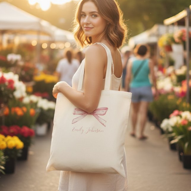 Bolsa Tote Personalized children's tote bag with bow (Criador carregado)