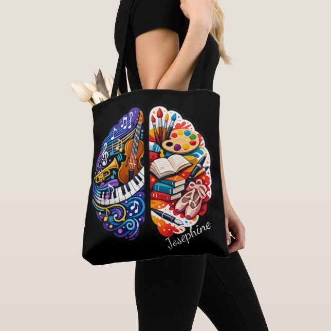 Bolsa Tote Personalized Creative Brain Arts & Music Name Chic (Close Up)