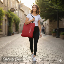 Bolsa Tote Personalized Custom Name Designer Christmas Red