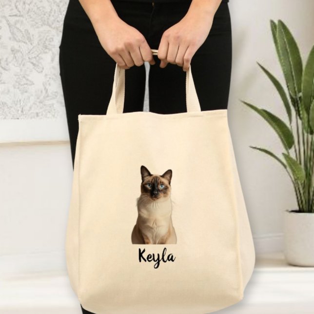 Bolsa Tote Personalized dog photo tote bag, personalized  cat (Criador carregado)