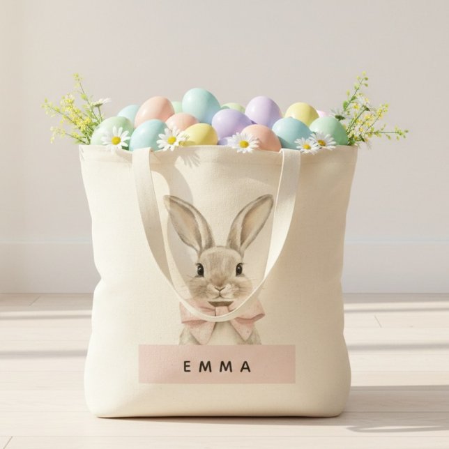Bolsa Tote Personalized Easter Bunny | Custom Name  (Criador carregado)