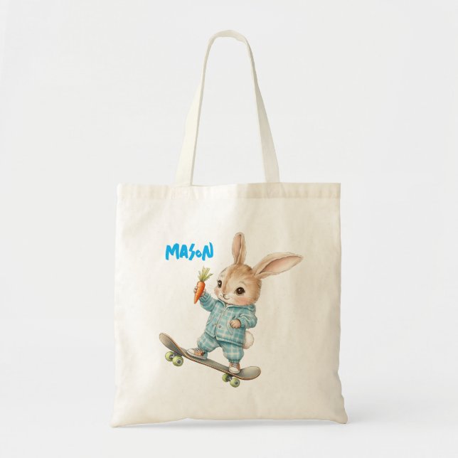Bolsa Tote Personalized Easter Bunny Skateboard Tote Bag (Frente)