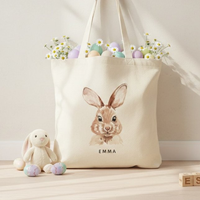 Bolsa Tote Personalized Easter Bunny with Name  (Criador carregado)