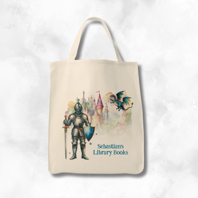 Bolsa Tote Personalized Fairy Tale Knight Library Book (Criador carregado)