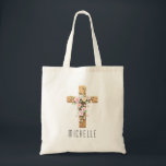 Bolsa Tote Personalized Floral Cross Religious Easter Tote<br><div class="desc">This beautifully personalized Easter tote bag showcases a rustic wooden cross adorned with soft watercolor spring florals, making it a meaningful and elegant gift for the Easter season. Add any name to create a heartfelt custom keepsake perfect for church, First Communion, Confirmation, or Easter Sunday celebrations. It's an ideal gift...</div>