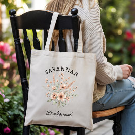 Bolsa Tote Personalized floral tote bag for bridesmaid gift