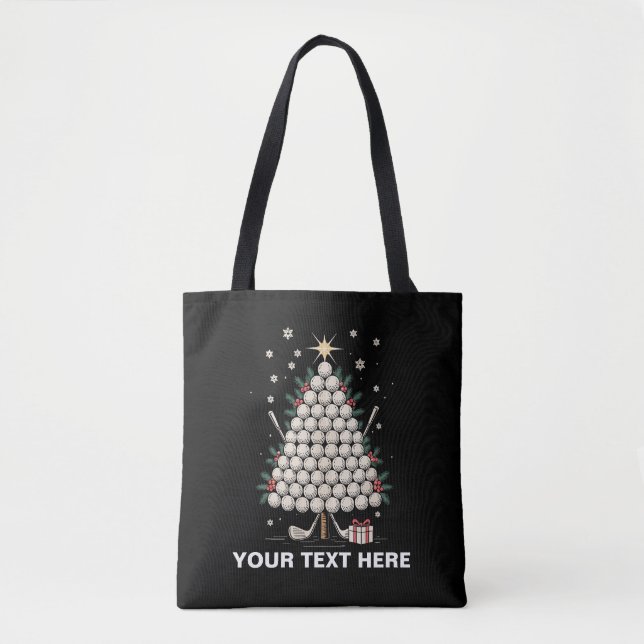 Bolsa Tote Personalized Golf Christmas Tree Equipment Family (Frente)