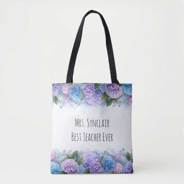 Bolsa Tote Personalized Hydrangea Teacher Thank You (Frente)