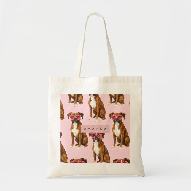Bolsa Tote Personalized Kawaii Trendy Boxer Dog  (Frente)