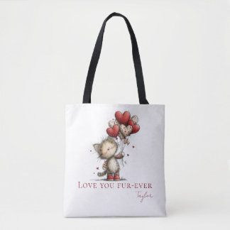 Bolsa Tote Personalized Love You Fur-Ever Cat & Balloons