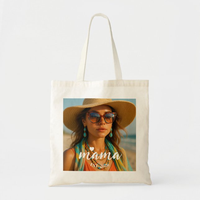 Bolsa Tote Personalized Mama Est Year Custom Gift For Mommy (Frente)