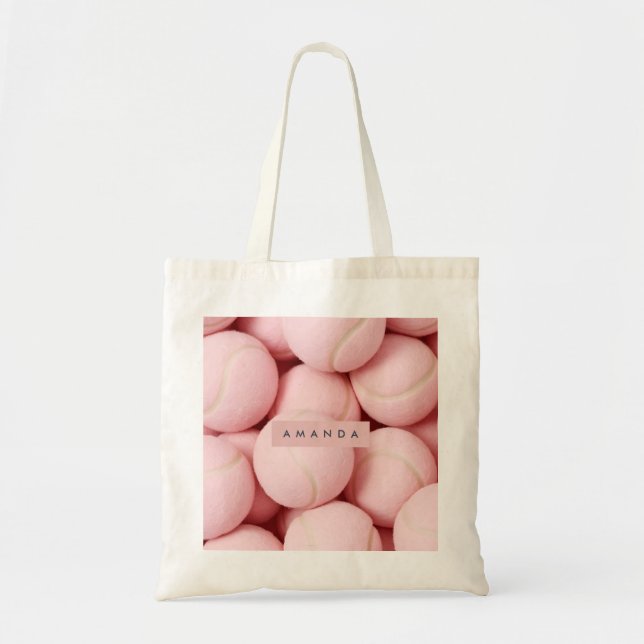 Bolsa Tote Personalized Pastel Chic Pink Tennis Ball  (Frente)