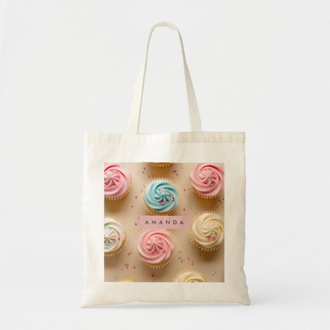 Bolsa Tote Personalized Pastel Cupcake Sprinkle (Frente)
