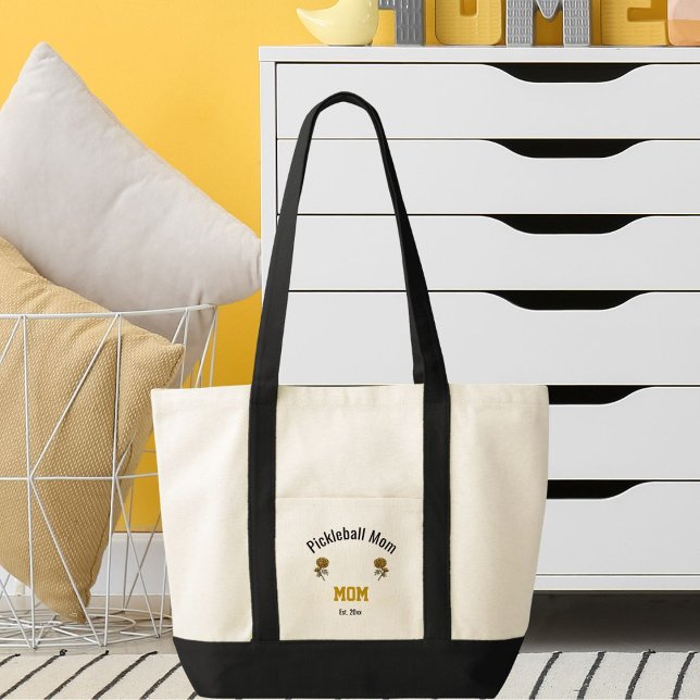 Bolsa Tote Personalized Pickleball Mom in Elegant Blush Gold (Criador carregado)