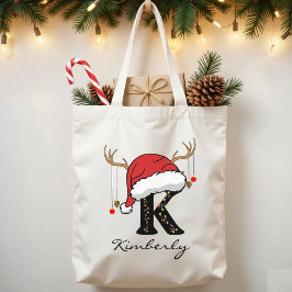 Bolsa Tote Personalized Santa Monogram Tote Bag for Friends